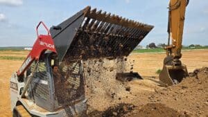 land rake skeleton bucket construction equipment
