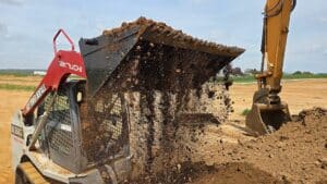 rockaway skid steer land rake skeleton bucket construction