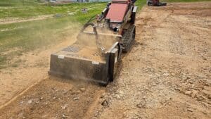 rockaway 4415 land rake for stand on skid steer