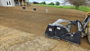hydro seeding prep with rockaway landscape rake skid steer attachment