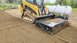 rockaway landscape rake for hydro seeding prep and rock removal
