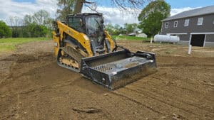 using rockaway landscape rake for hydro seeding prep